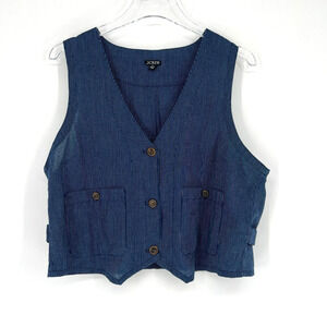 J Crew Vest Womens 14 Blue Pinstripe Top Scandi Career Classic Lightweight Layer